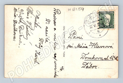 Pohlednice Hrad Rabí čb prošlá známka ČSR (M6159)