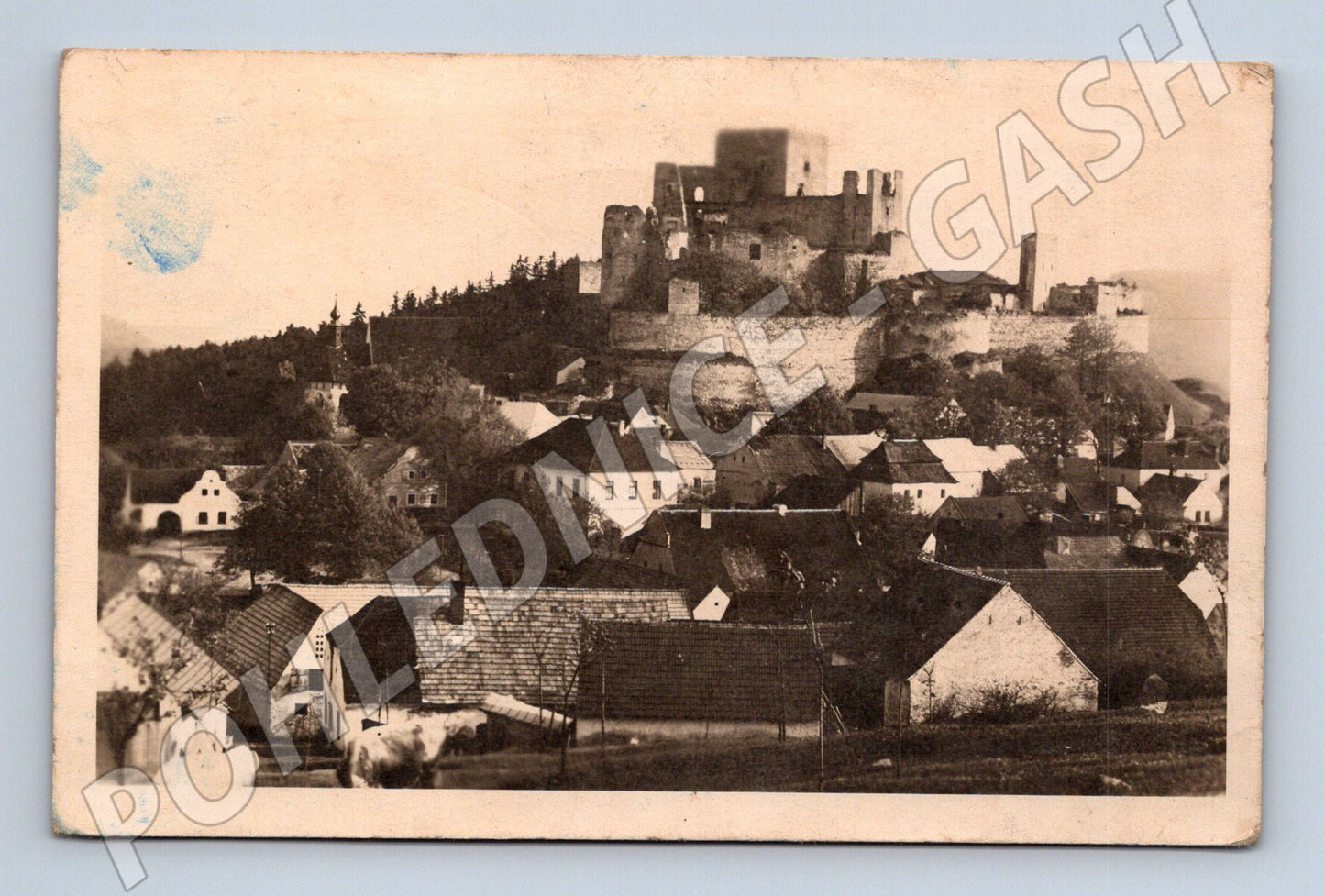 Pohlednice Hrad Rabí Šumava černobílá (M6161)