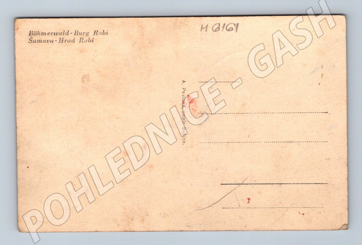 Pohlednice Hrad Rabí Šumava černobílá (M6161)