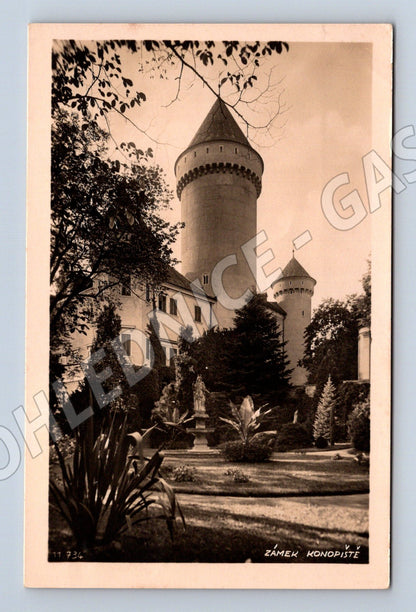 Pohlednice Zámek Konopiště černobílá neprošlá (M6180)