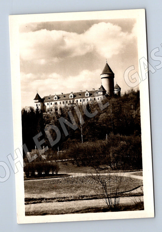 Pohlednice Konopiště zámek černobílá čistá (M6181)