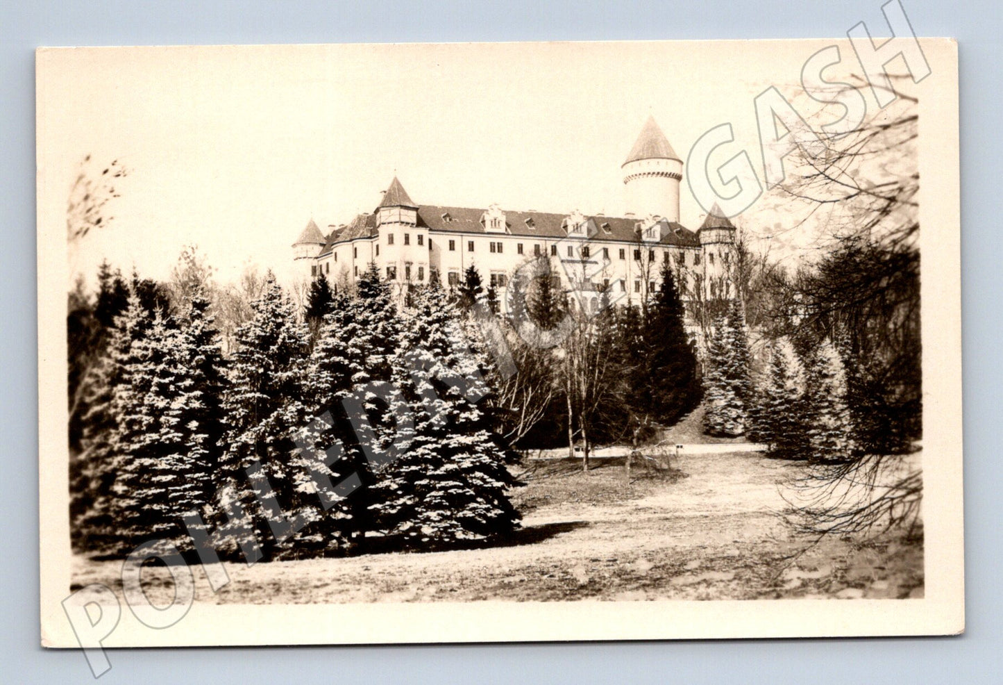 Pohlednice Konopiště zámek černobílá čistá (M6182)