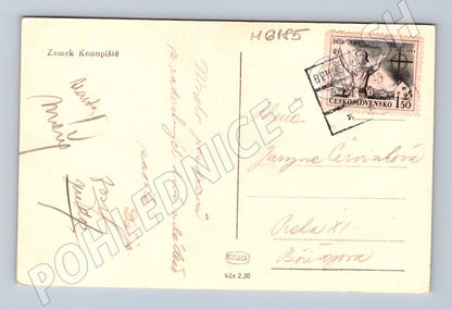 Pohlednice Zámek Konopiště černobílá prošlá (M6185)