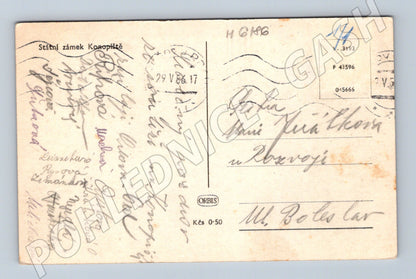 Pohlednice Zámek Konopiště prošlá 1956 (M6186)