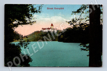 Pohlednice Konopiště historická kolorovaná 1935 (M6189)