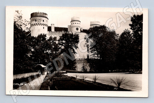 Pohlednice Orlík zámek černobílá fotografie (M6193)