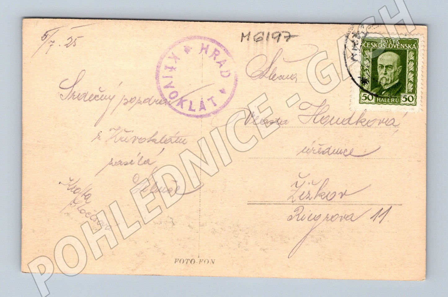 Pohlednice Hrad Křivoklát 1925 Masaryk (M6197)