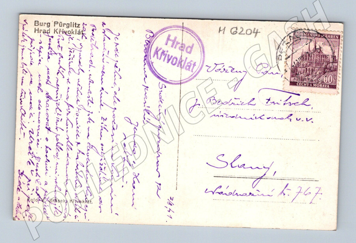 Pohlednice Hrad Křivoklát zaslaná historická (M6204)