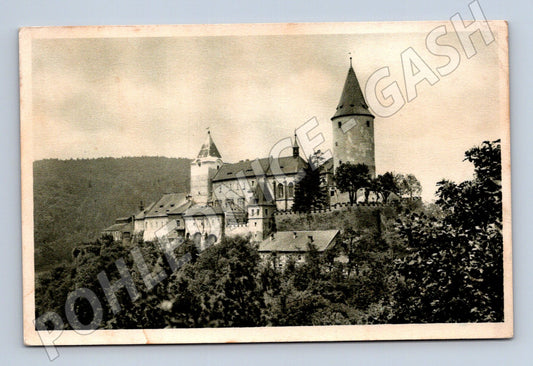 Pohlednice Hrad Křivoklát černobílá zaslaná (M6205)