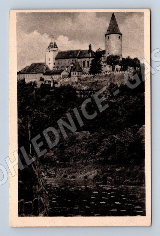 Pohlednice Hrad Křivoklát černobílá neprošlá (M6207)