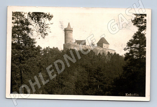 Pohlednice Hrad Kokořín černobílá sběratelská (M6221)