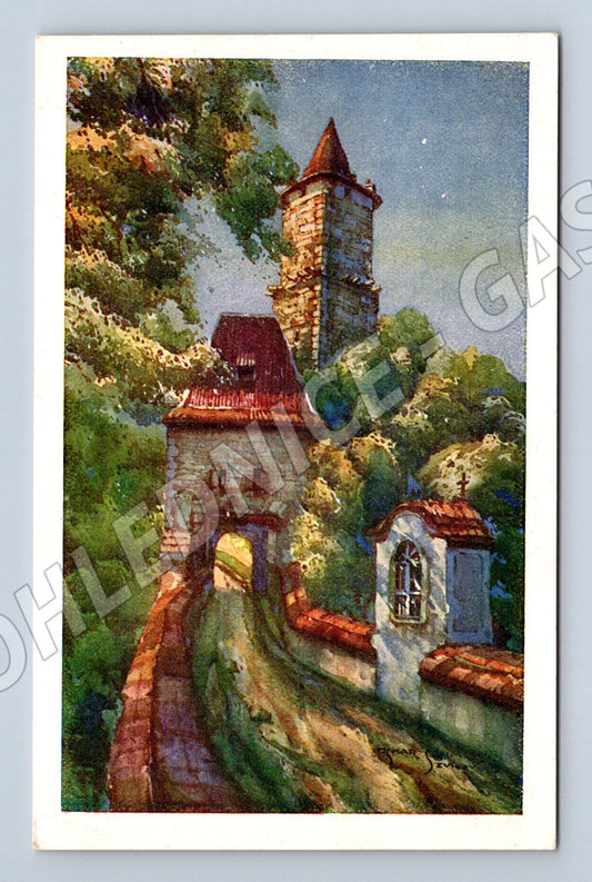 Pohlednice Hrad Zvíkov malba O Schmidt (M6228)