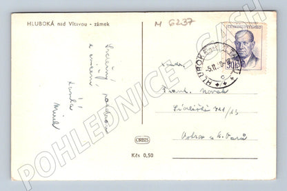 Pohlednice Hluboká nad Vltavou zámek 1953 (M6237)