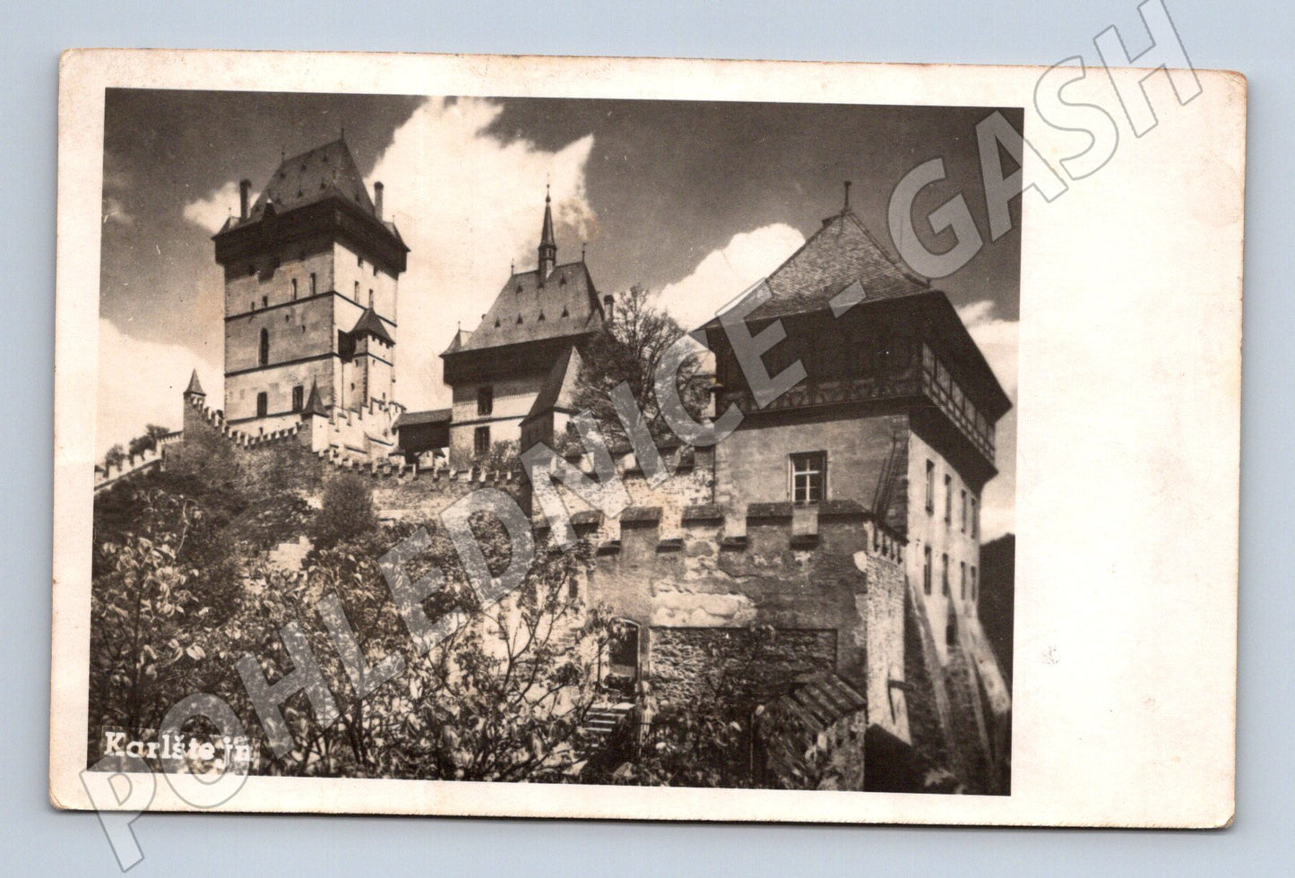 Pohlednice Karlštejn použitá 1952 černobílá (M6240)