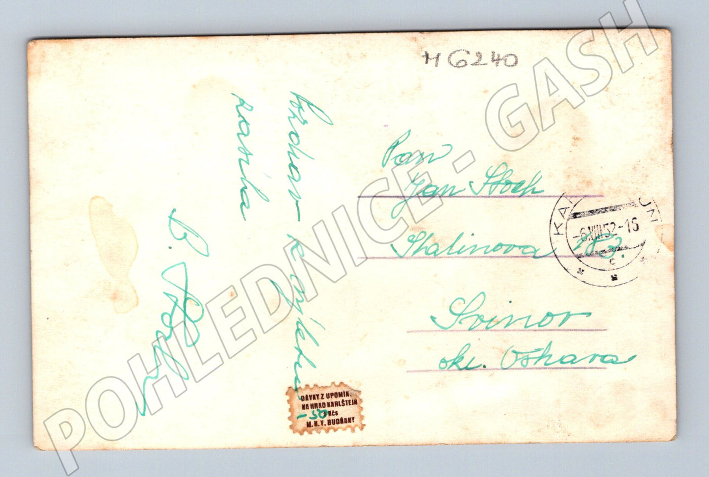 Pohlednice Karlštejn použitá 1952 černobílá (M6240)