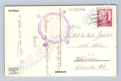 Pohlednice Karlštejn stará poštou prošlá (M6246)