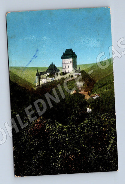 Pohlednice Karlštejn 1917 zaslaná stará (M6256)