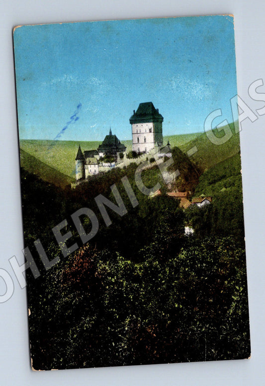 Pohlednice Karlštejn 1917 zaslaná stará (M6256)