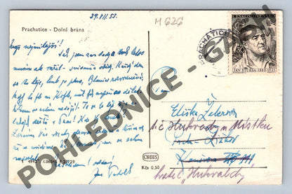 Pohlednice Prachatice Dolní brána 1955 (M626)
