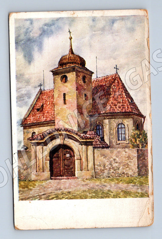 Pohlednice Levý Hradec nejstarší kostel 1929 (M6261)