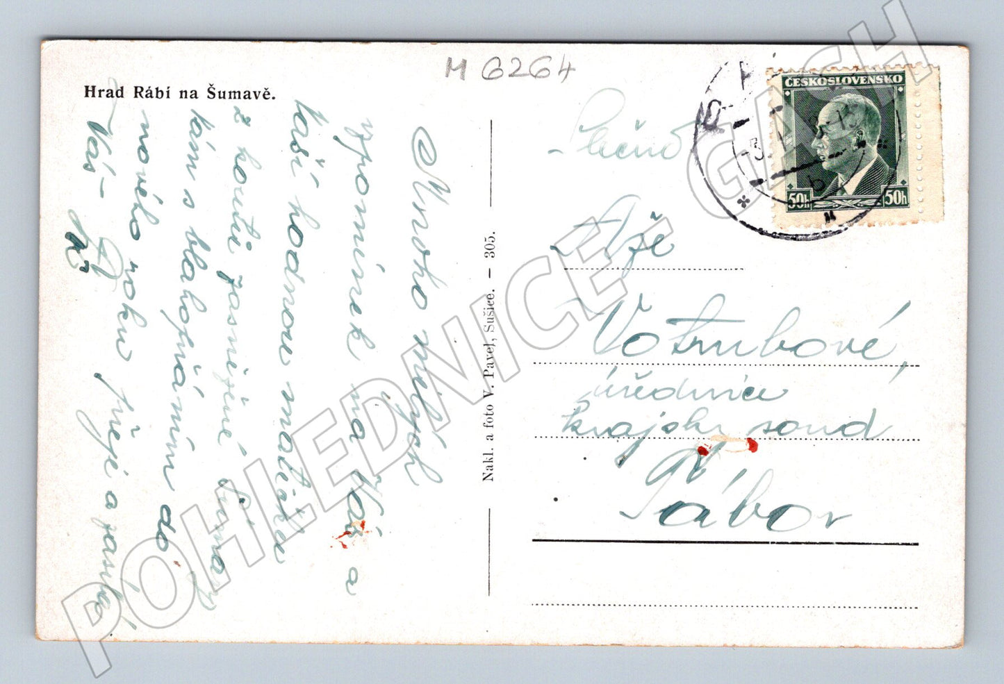 Pohlednice Hrad Rabí odeslaná ČSR (M6264)
