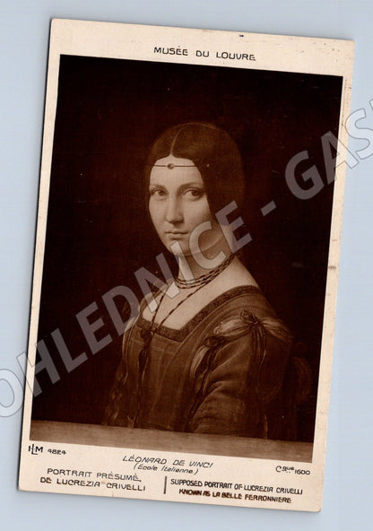 Postcard Leonardo da Vinci La Belle Ferronnière Louvre (M6272)