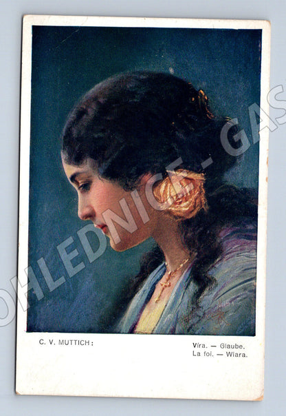 Pohlednice Víra portrét ženy C. V. Muttich (M6278)
