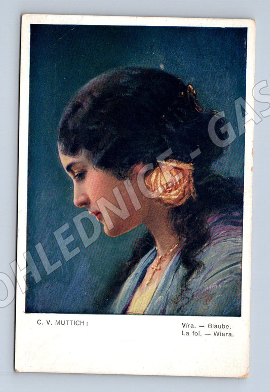 Pohlednice Víra portrét ženy C. V. Muttich (M6278)