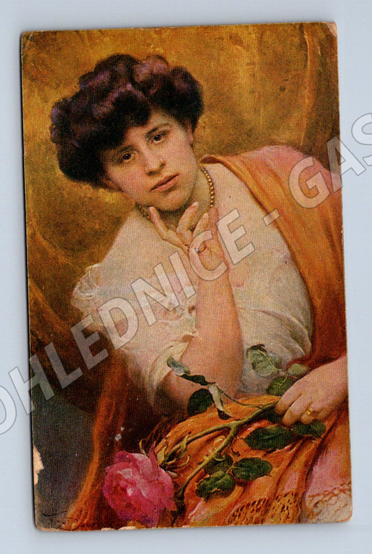 Pohlednice portrét ženy František Dvořák secese (M6279)