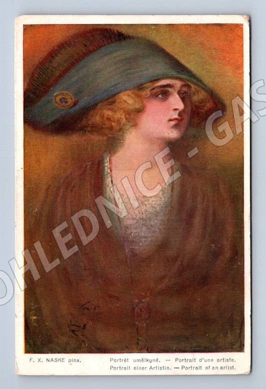 Pohlednice F. X. Naske Portrét umělkyně 1919 (M6283)