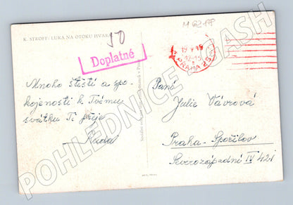 Pohlednice Luka Hvar malovaná 1945 (M6288)