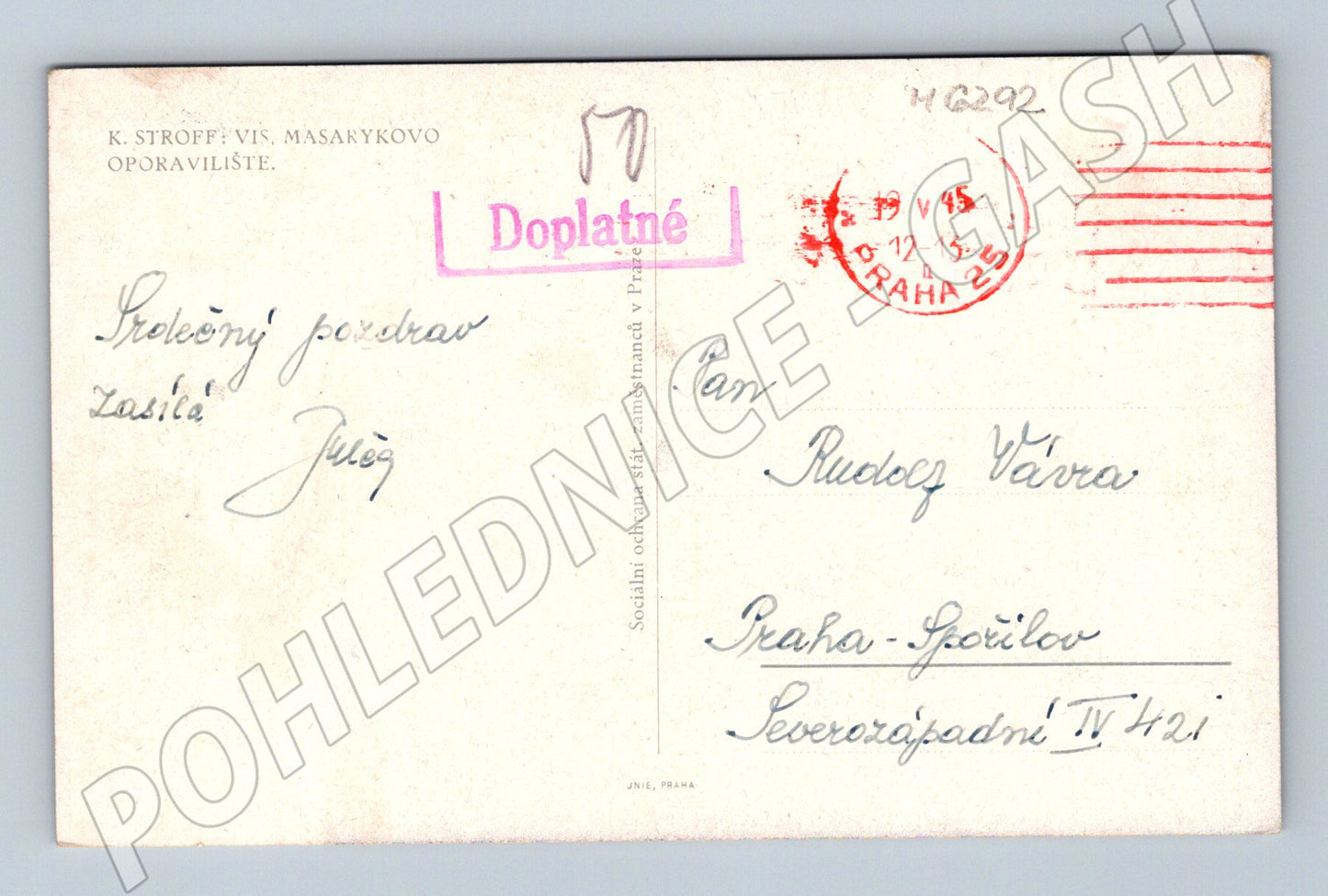 Pohlednice park vila dítě malovaná 40. léta (M6292)