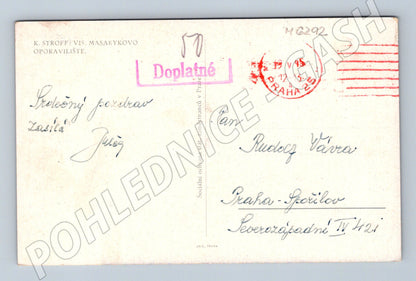 Pohlednice park vila dítě malovaná 40. léta (M6292)