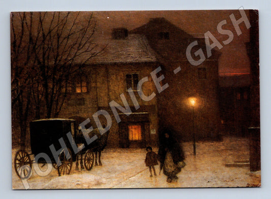 Pohlednice Schikaneder Zimní večer ve městě (M6333)