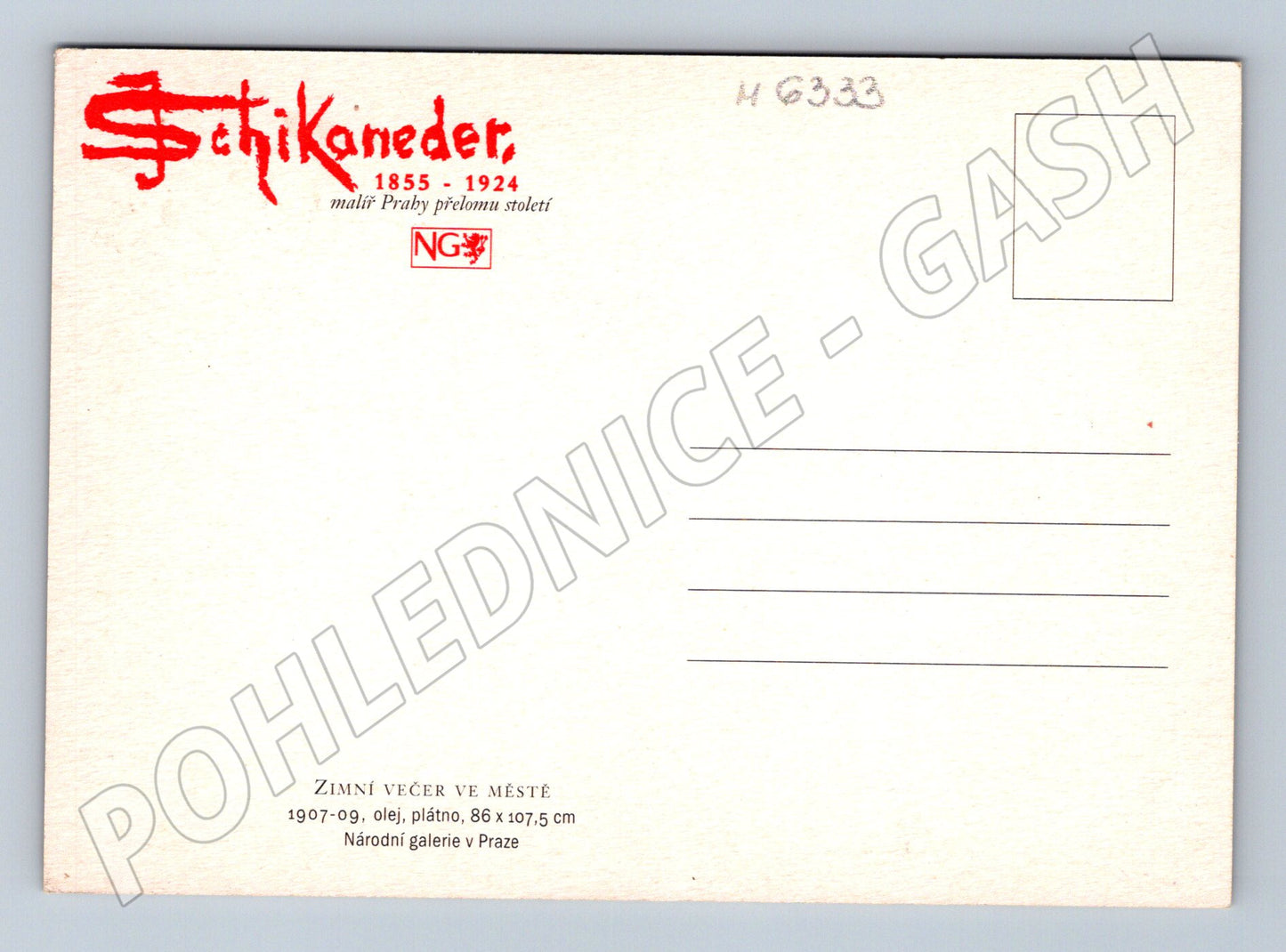 Pohlednice Schikaneder Zimní večer ve městě (M6333)