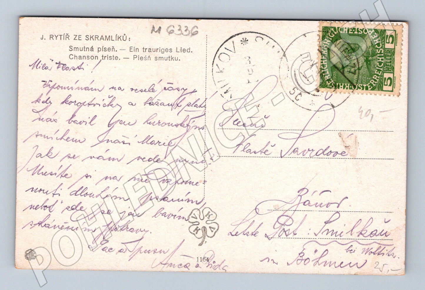 Pohlednice Skramlík Smutná píseň (M6336)