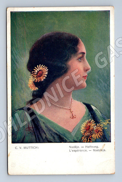 Pohlednice Muttich Naděje portrét ženy (M6339)