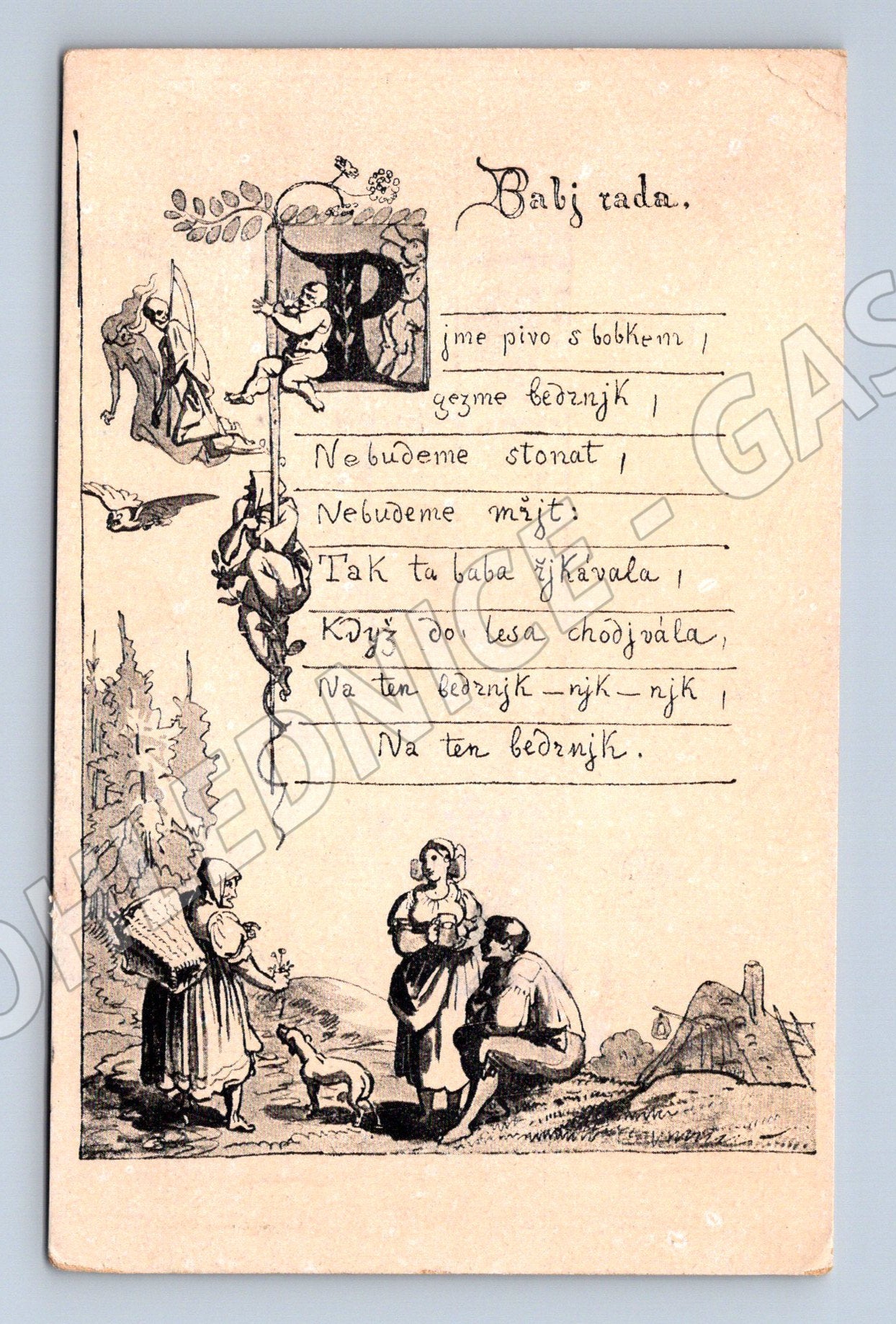 Pohlednice Josef Mánes Babí rada ilustrace (M6361)