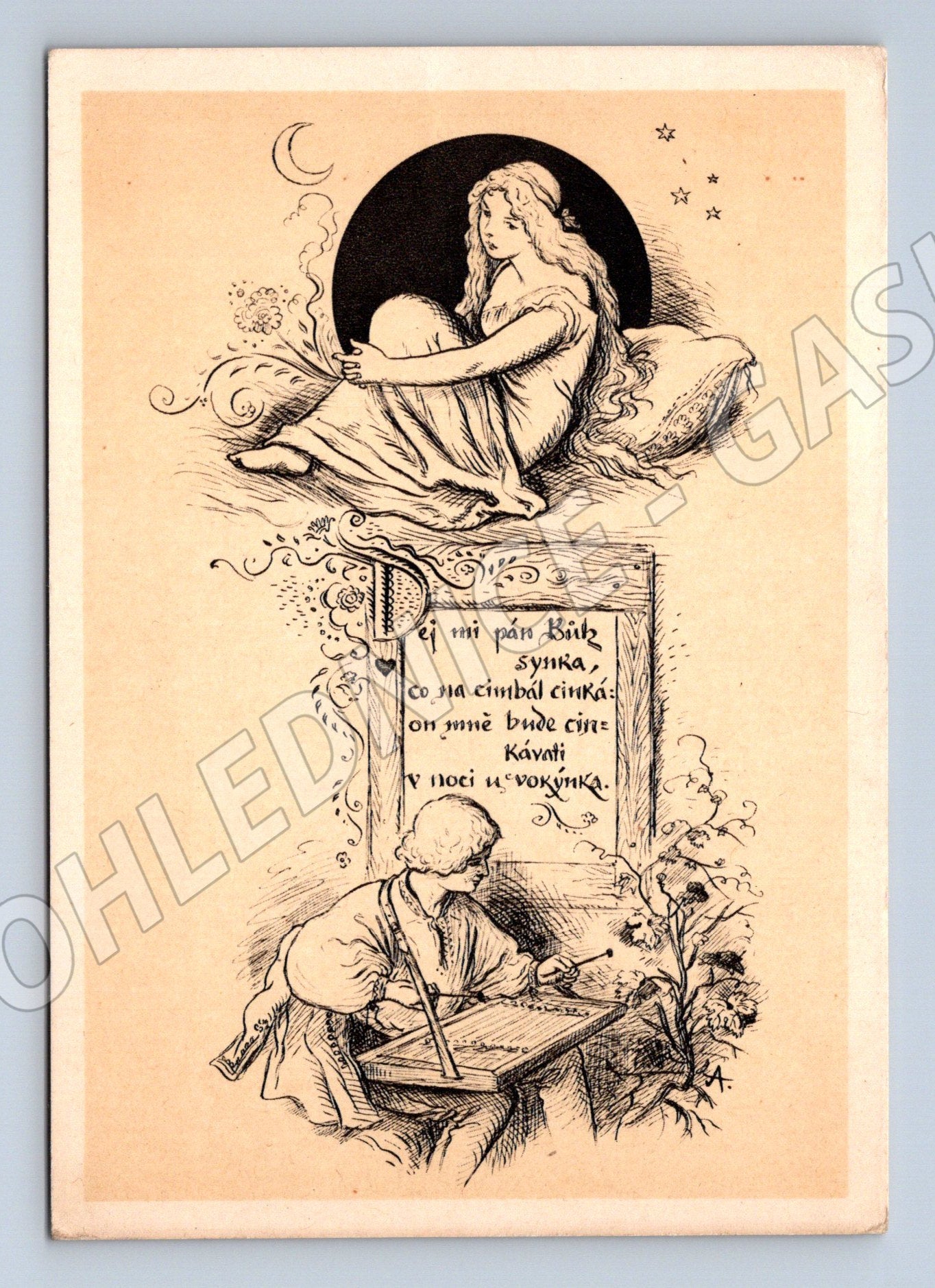 Pohlednice Mikoláš Aleš žena a dítě Orbis (M6363)