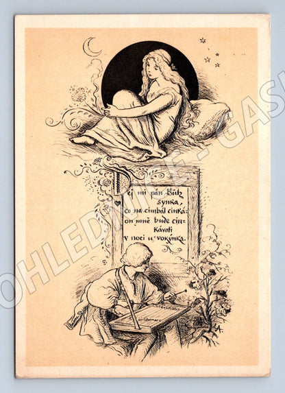 Pohlednice Mikoláš Aleš žena a dítě Orbis (M6363)