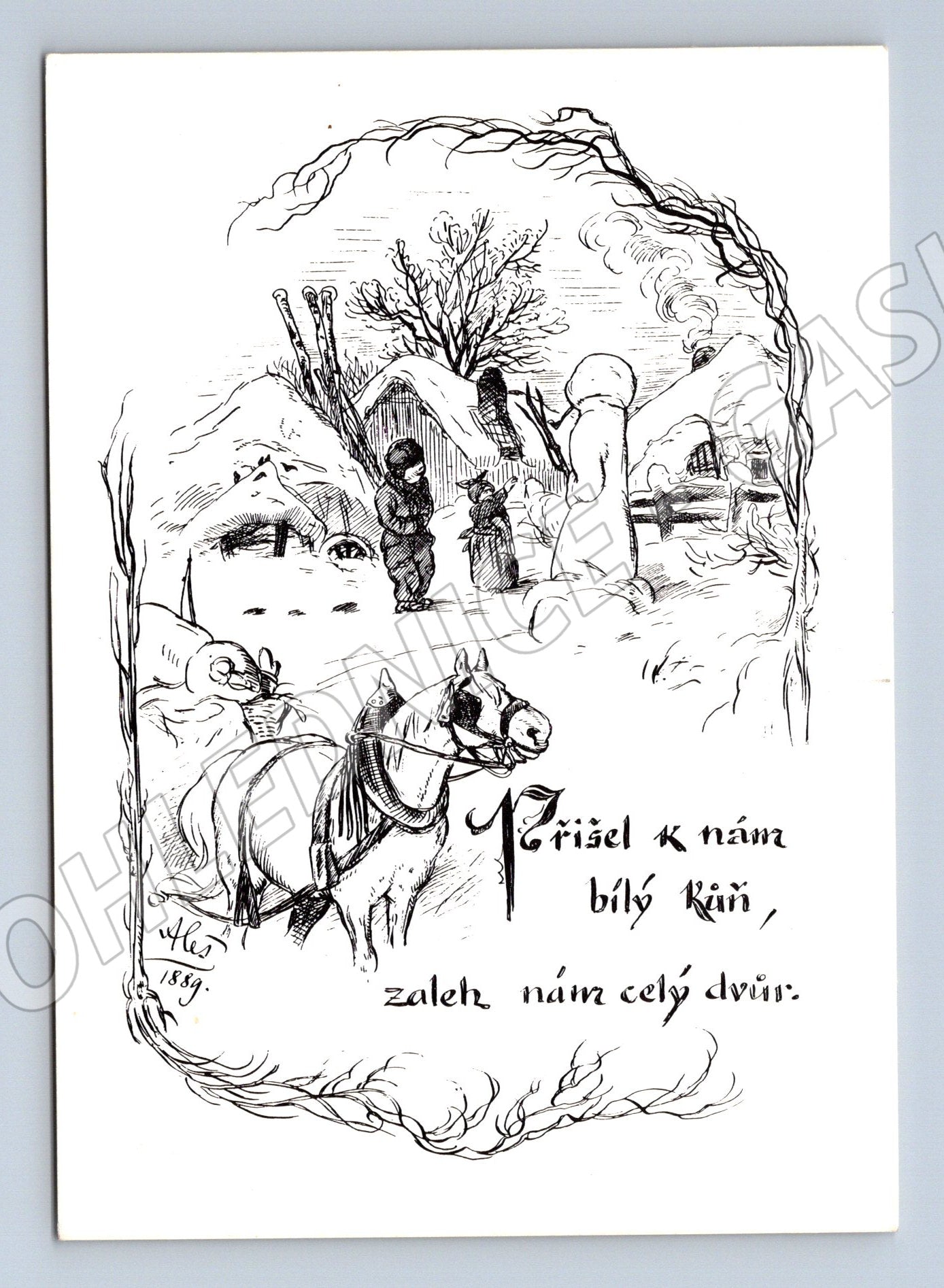 Pohlednice Mikoláš Aleš kůň Severografie (M6365)