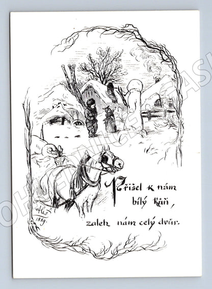 Pohlednice Mikoláš Aleš kůň Severografie (M6365)