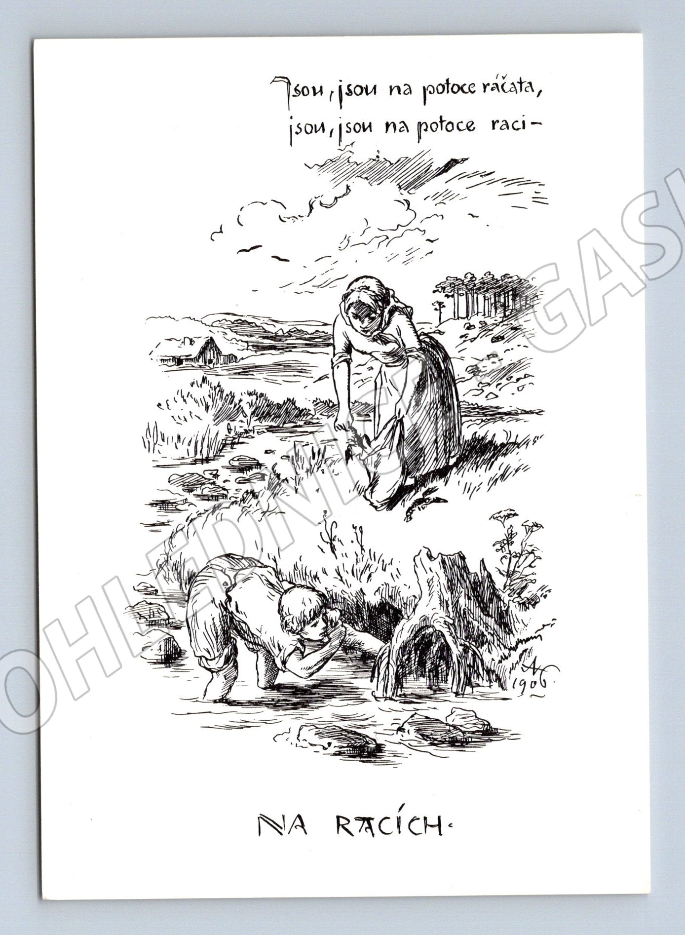 Pohlednice Mikoláš Aleš Na racích (M6366)
