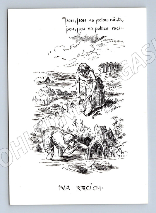 Pohlednice Mikoláš Aleš Na racích (M6366)