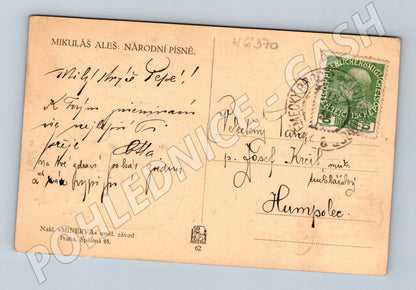 Pohlednice Mikoláš Aleš Národní písně Minerva (M6370)