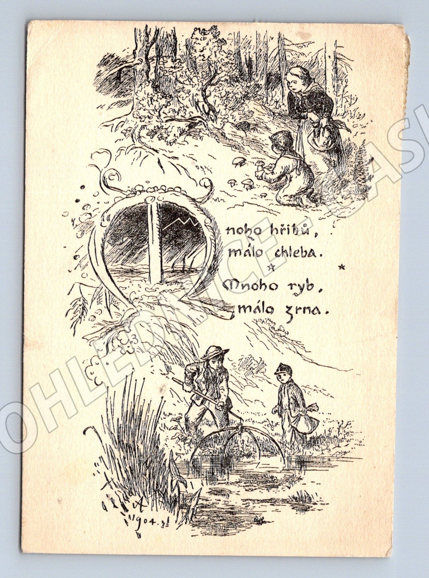 Pohlednice Mikoláš Aleš venkovský motiv ČSR (M6373)