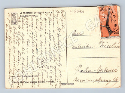 Pohlednice Mikoláš Aleš venkovský motiv ČSR (M6373)