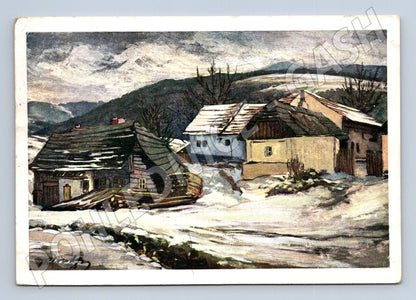 Pohlednice Josef Klouda Zima ve vsi venkov (M6374)
