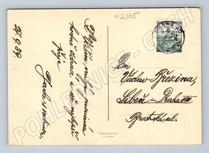 Postcard Czech cottage protectorate painting (M6375)