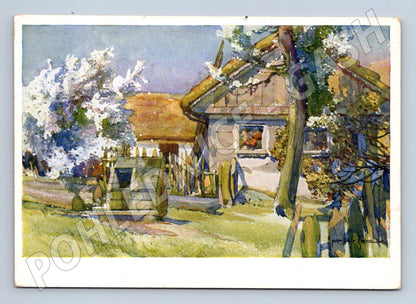Pohlednice venkovská chalupa jaro barevná (M6378)